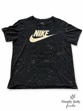 Nike Men’s Large Black Speckled Logo Graphic Tee Athletic Shirt